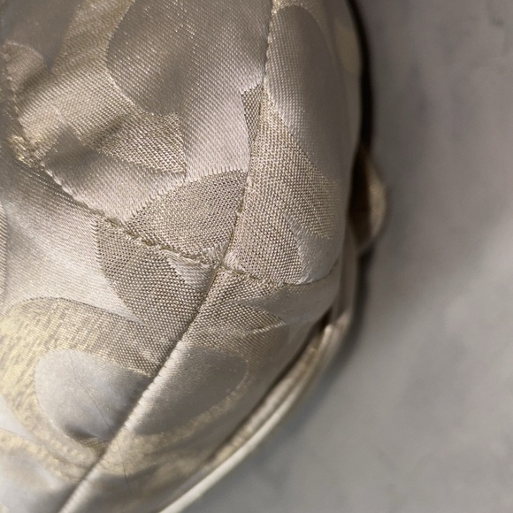 Coach Kristen Satchel shoulder bag Crossbody gold metallic canvas pristine - Picture 14 of 16